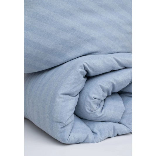Bio Flanell Bettwäsche Streifen Garnitur 3-teilig in Hellblau+Hellblau Blau+Blau Muster Streifen von MELA home Größe 240x220 + 2x 80x80 cm