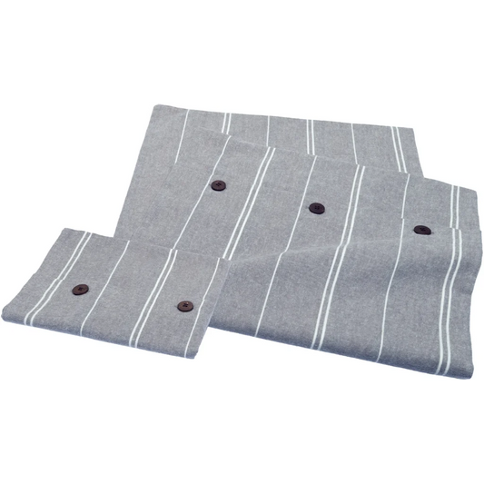 Bio Flanell Bettwäsche Streifen Garnitur in Grau+Weiß Muster Streifen von Living Crafts Größe 135x200 + 80x80 cm