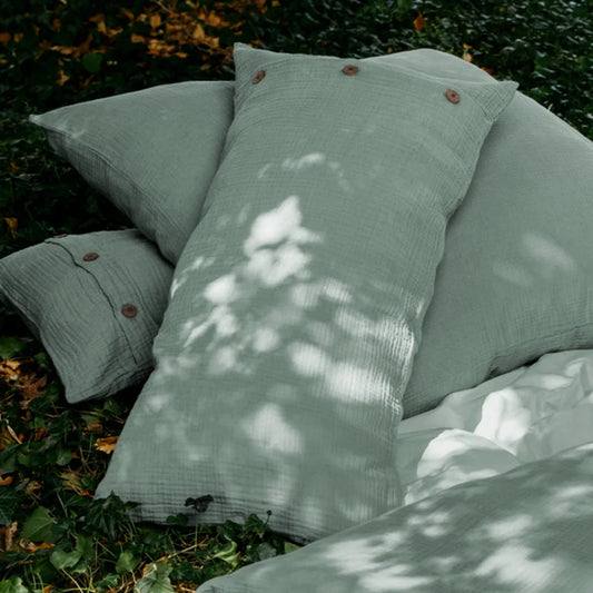 Bio Musselin Bettwäsche Kissenbezug 2er-Pack in Mint Grün von Living Crafts Größe 40x80 cm