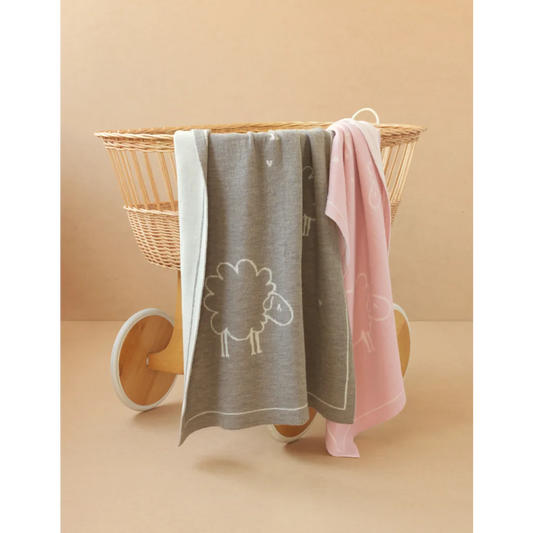 Doubleface Baby-+Kinder-Decke Schäfchen in Hellblau Blau Muster Schäfchen von Eagle Products Größe 75x100 cm