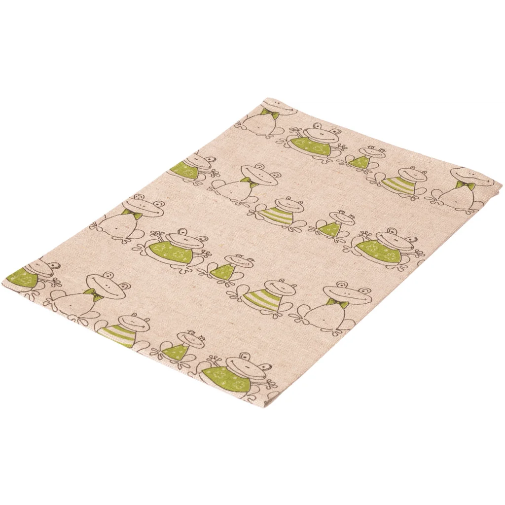 Halbleinen Geschirrtuch Frosch 2er-Pack in Beige+Grün+Schwarz Muster Frosch von Erika Vaitkute Größe 47x70 cm