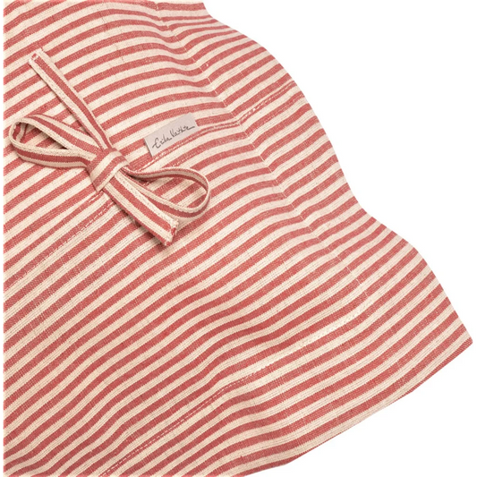 Halbleinen Kissenhülle MILDA 2er-Pack in Beige+Rot Muster Streifen von Erika Vaitkute Größe 40x40 cm