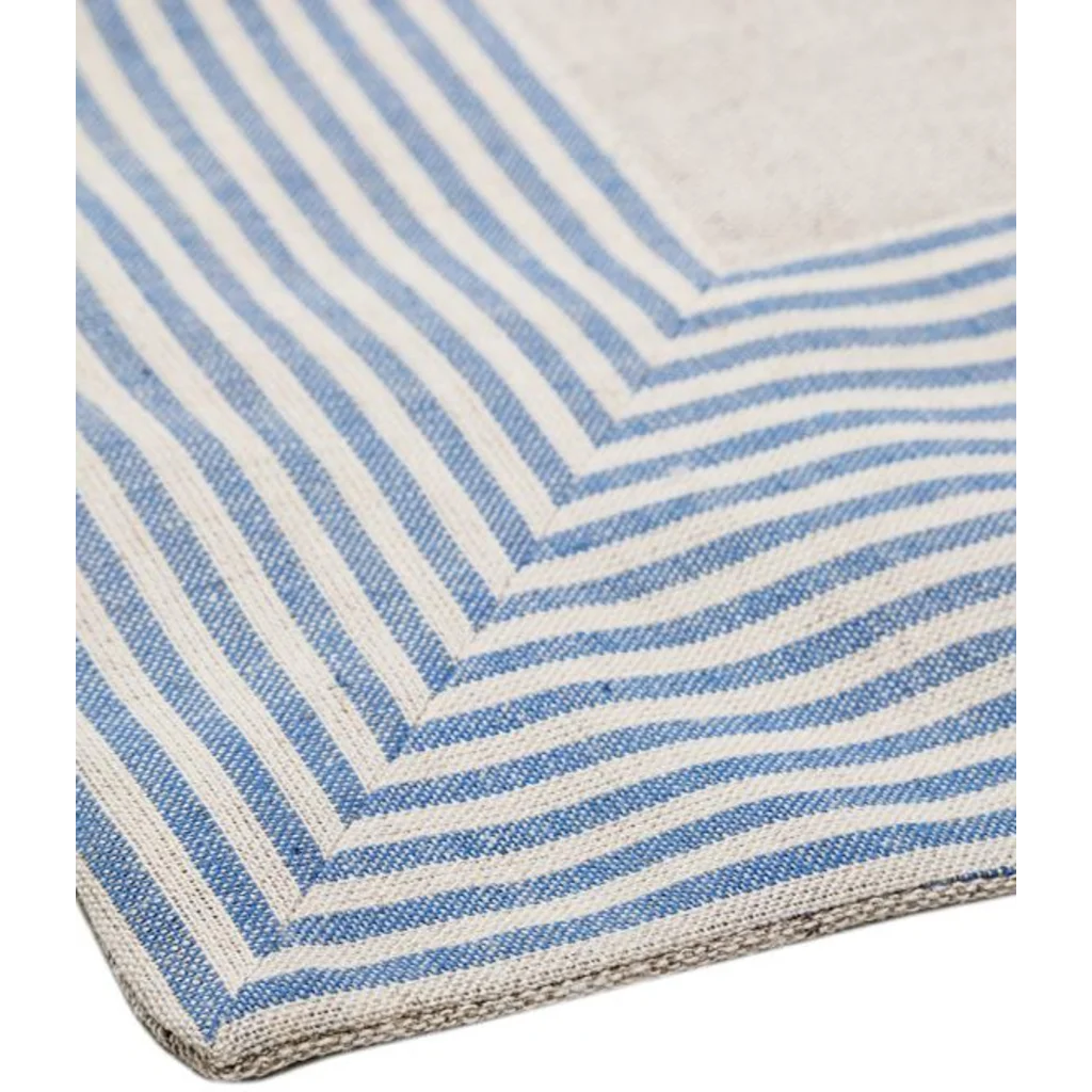 Halbleinen Tischdecke MILDA in Beige+Grün Muster Streifen von Erika Vaitkute Größe 90x90 cm