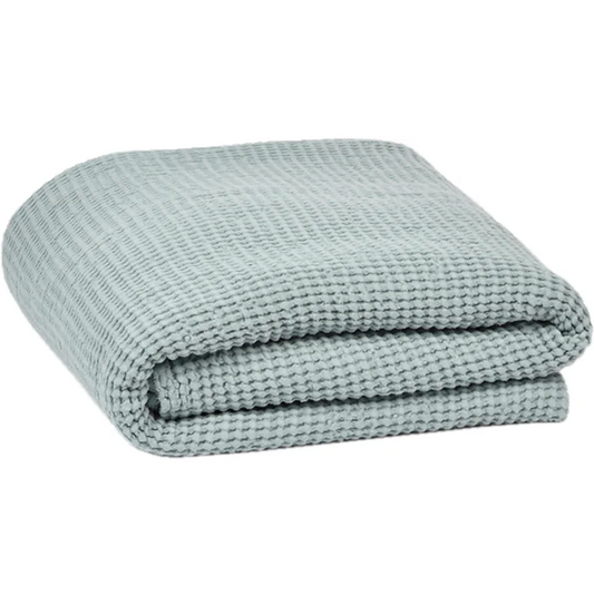 Halbleinen Waffelpiqué Decke in Mint Grün von Erika Vaitkute Größe 150x250 cm