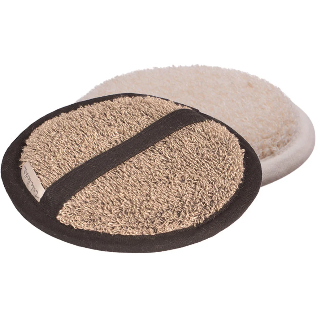 Leinen Frottier Waschpad in Creme+Creme von Erika Vaitkute Größe Ø 15 cm