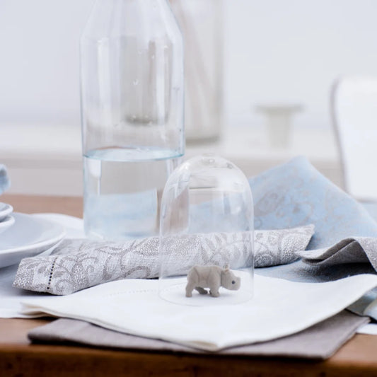 Leinen Jacquard Stoffserviette AGILA 6er-Pack in Hellblau Blau Muster Paisley von Erika Vaitkute Größe 42x42 cm