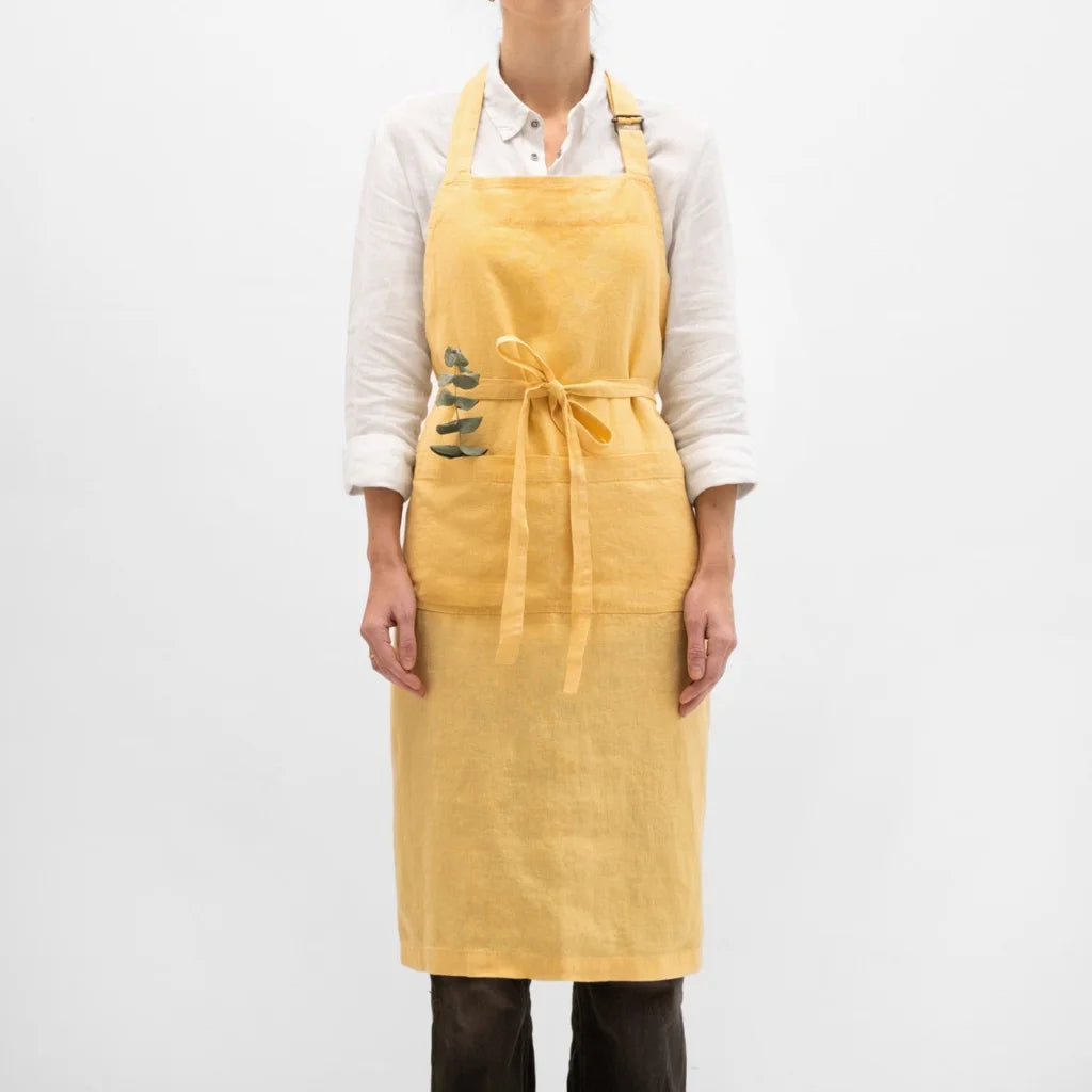 Leinen Kochschürze in Gelb von Linen Tales Größe 100 cm breit+ 98 cm lang