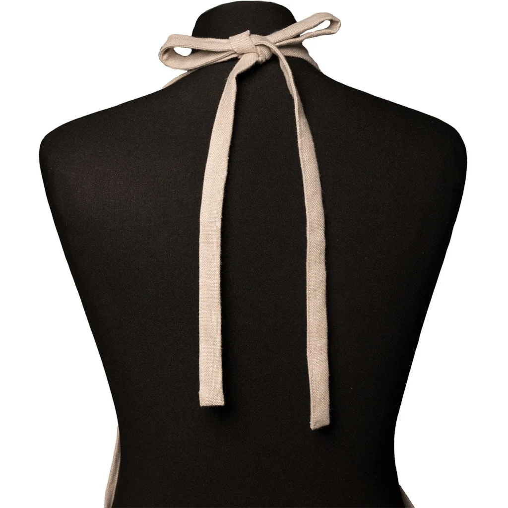 Leinen Schürze JARA in Beige+Grün Muster Streifen von Erika Vaitkute Größe 92x93 cm