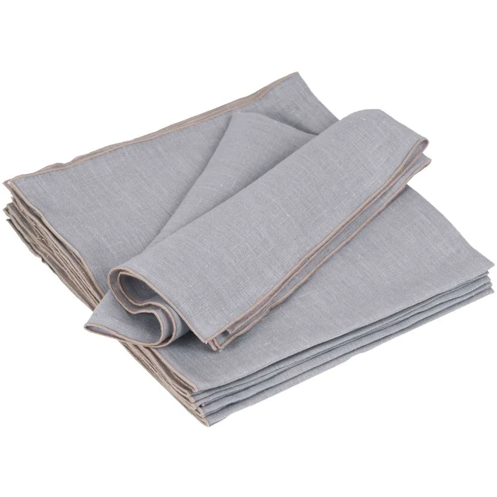 Leinen Stoffserviette VILNIA 6er-Pack in Hellgrau+Beige Grau+Beige von Erika Vaitkute Größe 47x47 cm