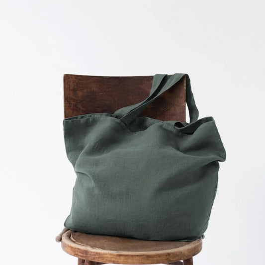 Leinen Tasche in Waldgrün Grün von Linen Tales Größe 54 cm breit+ 60 cm lang