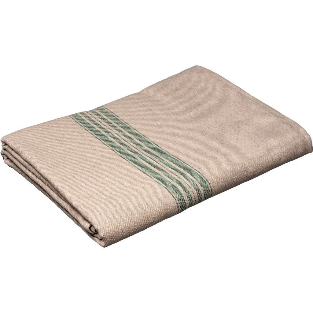 Leinen Tischdecke JARA in Beige+Grün Muster Streifen von Erika Vaitkute Größe 138x250 cm