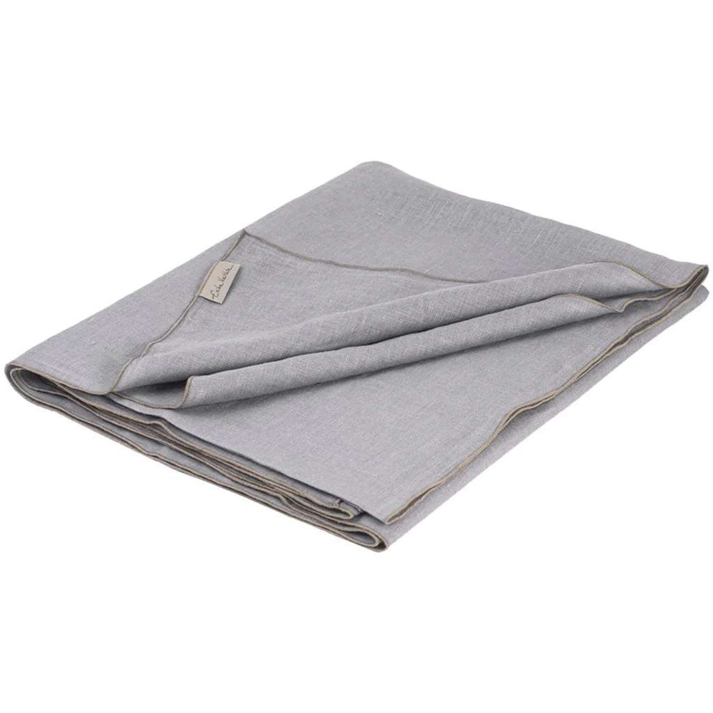 Leinen Tischdecke VILNIA in Hellgrau+Beige Grau+Beige von Erika Vaitkute Größe 145x250 cm