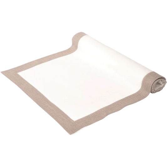 Leinen Tischläufer ALANTA in Creme+Beige von Erika Vaitkute Größe 40x160 cm
