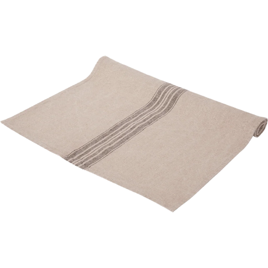 Leinen Tischläufer JARA in Beige+Anthrazit Beige+Grau Muster Streifen von Erika Vaitkute Größe 43x150 cm