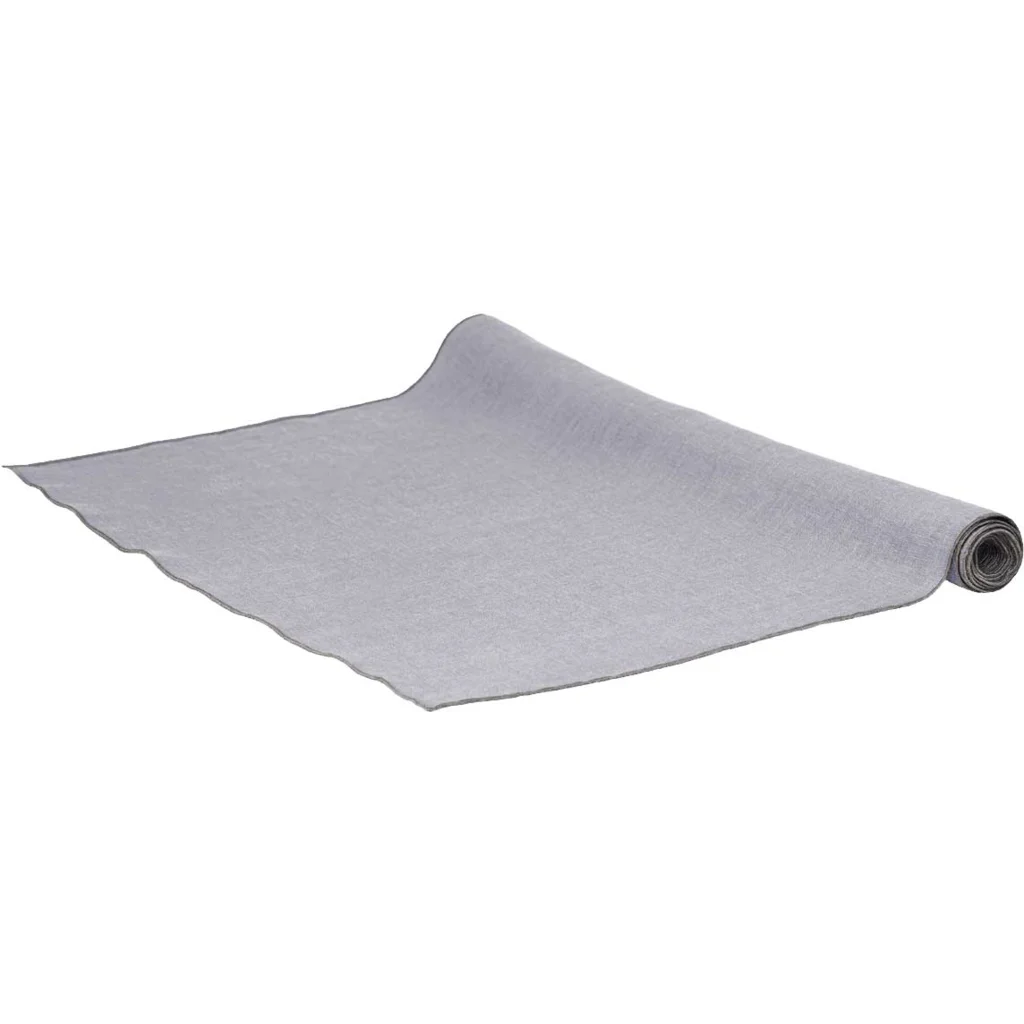 Leinen Tischläufer VILNIA in Hellgrau+Beige Grau+Beige von Erika Vaitkute Größe 47x147 cm