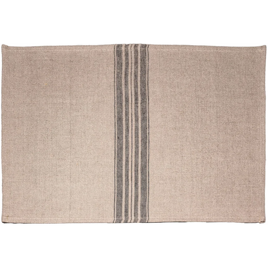 Leinen Tischset JARA 6er-Pack in Beige+Anthrazit Beige+Grau Muster Streifen von Erika Vaitkute Größe 45x37 cm