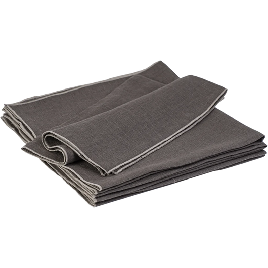 Leinen Tischset VILNIA 6er-Pack in Braun+Beige von Erika Vaitkute Größe 47x37 cm