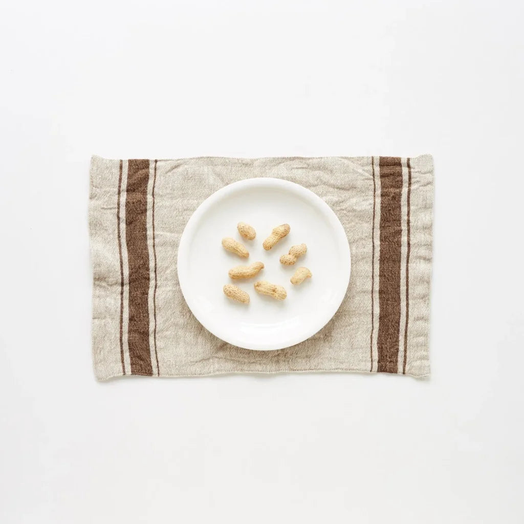 Leinen Tischset Vintage 2er-Pack in Creme+Mokka Creme+Braun Muster Streifen von Linen Tales Größe 40x25 cm