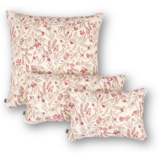 Musselin Bettwäsche Blumen Kissenbezug in Weiß+Beige+Pink Muster Blumen von hutch&putch Größe 40x80 cm