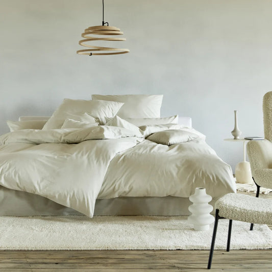 Bio Chambray Bettwäsche Nuance Kissenbezug in Muschel Beige von Cotonea Größe 40x80 cm