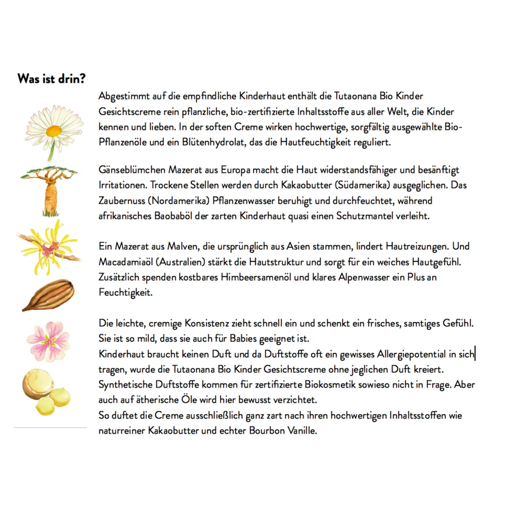 Bio Kinder Gesichtscreme in Muster von Tutaonana Größe 50 ml