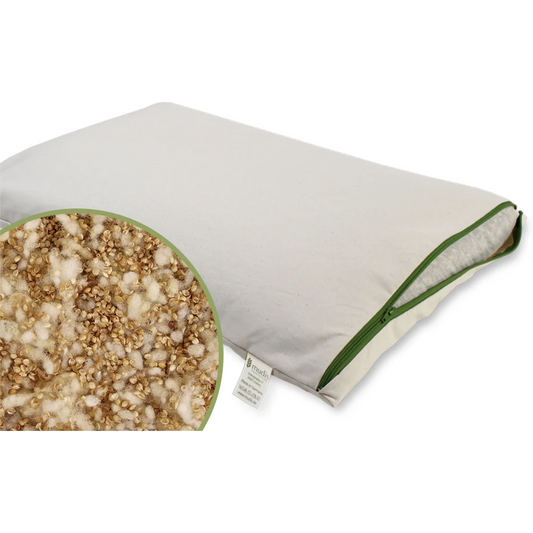Bio Kissen mit Füllung Schafschurwolle & Hirseschalen in Creme von mudis Größe 25x50 cm