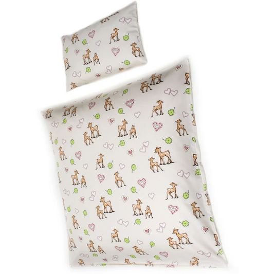 Bio Satin Baby-+Kinder-Bettwäsche Bambi Bettbezug in Creme Muster Bambi von mudis Größe 100x135 cm