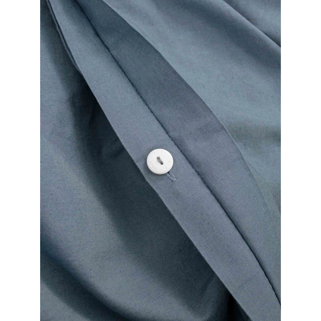 Baumwoll-+Leinen-Mix Bettwäsche Garnitur in Taubenblau Blau von erlich textil Größe 135x200 + 40x80 cm