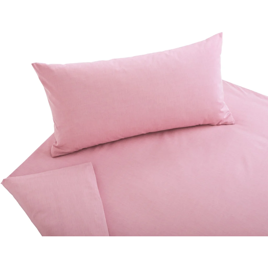 Bio Chambray Bettwäsche Pastell Garnitur in Rosa von Cotonea Größe 155x220 + 40x80 cm