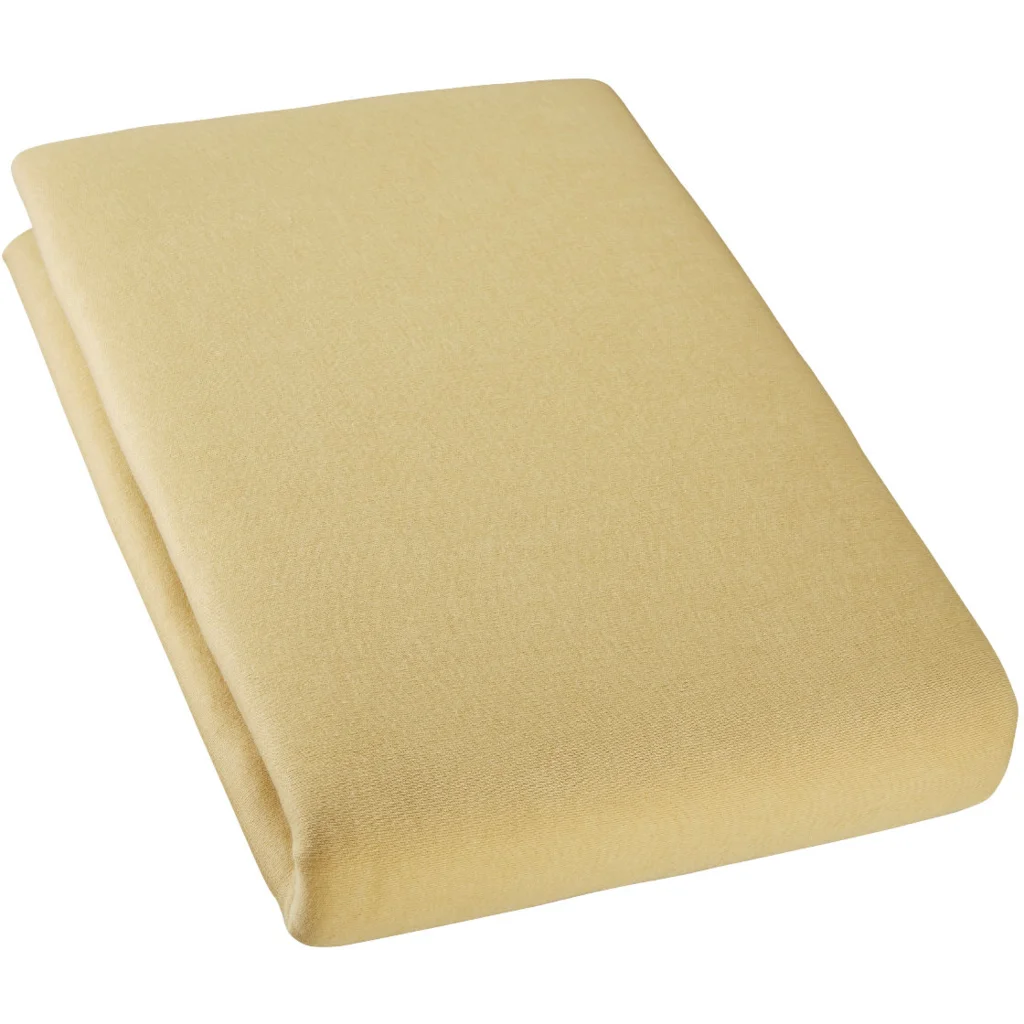 Bio Double-Jersey Spannbettlaken für Matratzen in Standardgröße - Einzelbett in Biscuit Gelb von Cotonea Größe 120x200 cm