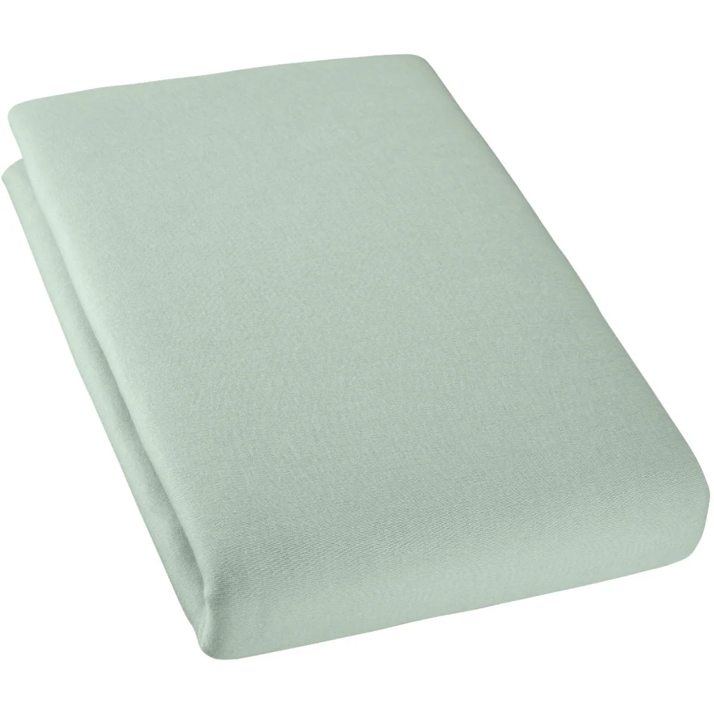 Bio Double-Jersey Spannbettlaken für Matratzen in Standardgröße - Einzelbett in Celadon Grün von Cotonea Größe 90-100 x 190-200 cm