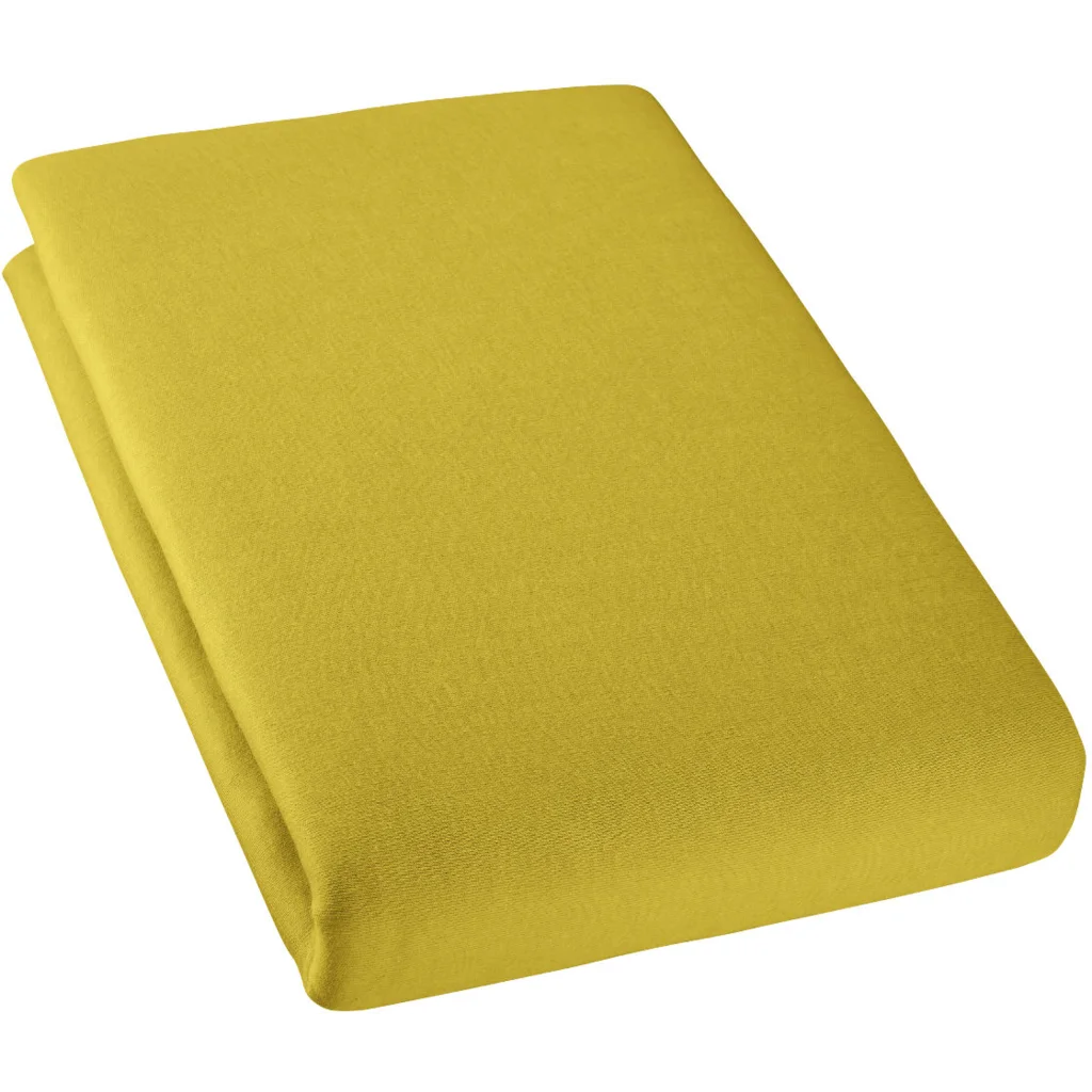 Bio Double-Jersey Spannbettlaken für Matratzen in Standardgröße - Einzelbett in Curry Gelb von Cotonea Größe 120x200 cm