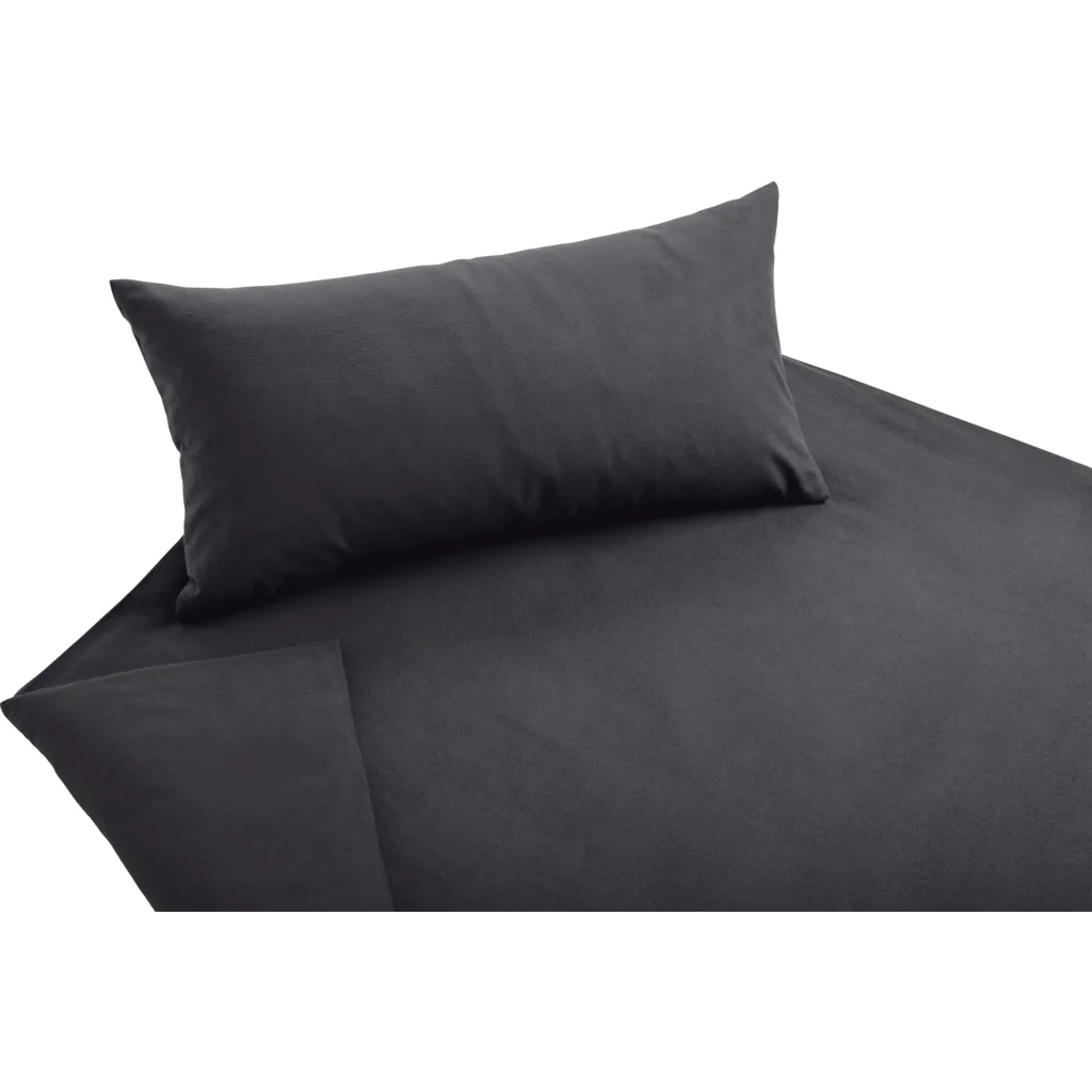 Bio Edel-Biber Bettwäsche Classic Garnitur 3-teilig in Anthrazit Grau von Cotonea Größe 200x200 + 2x 80x80 cm