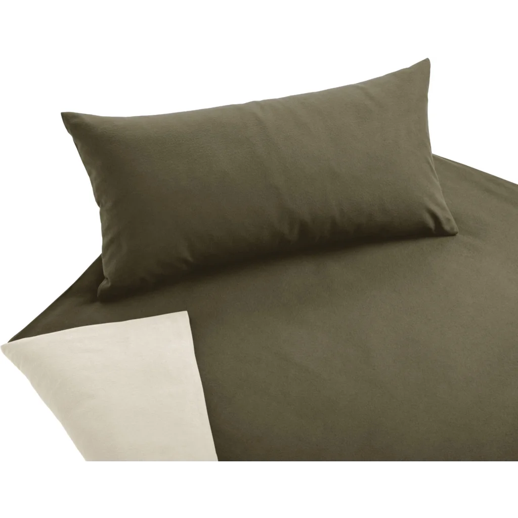 Bio Edel-Biber Wendebettwäsche Garnitur 3-teilig in Sand+Creme Beige+Creme von Cotonea Größe 200x220 + 2x 40x80 cm