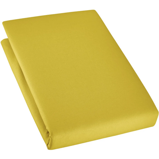 Bio Edel-Linon Spannbettlaken für Matratzen in Standardgröße - Doppelbett in Curry Gelb von Cotonea Größe 200x200 cm