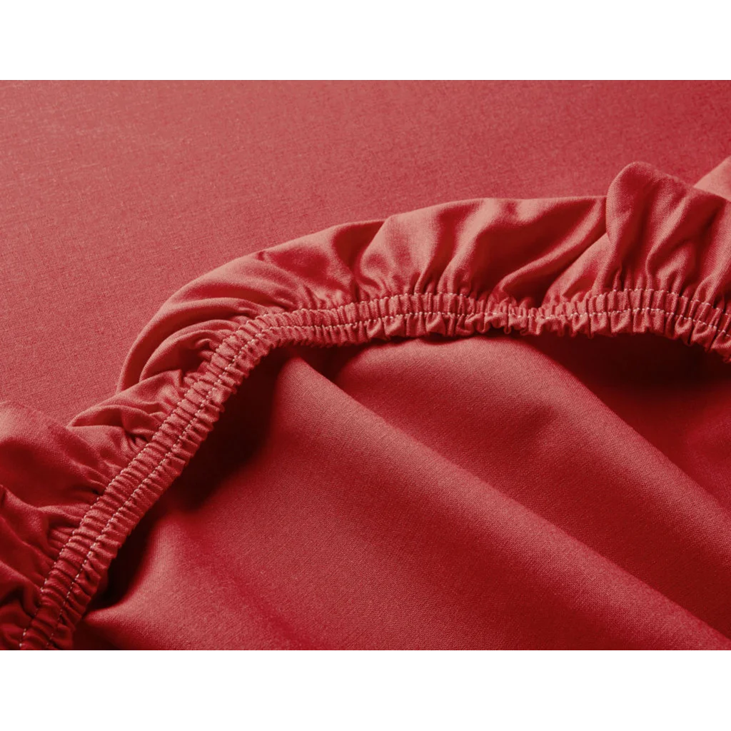 Bio Edel-Linon Spannbettlaken für Matratzen in Standardgröße - Doppelbett in Koralle Rot von Cotonea Größe 200x200 cm