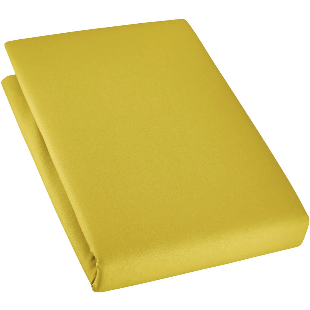 Bio Edel-Linon Spannbettlaken für Matratzen in Standardgröße - Einzelbett in Curry Gelb von Cotonea Größe 100x200 cm