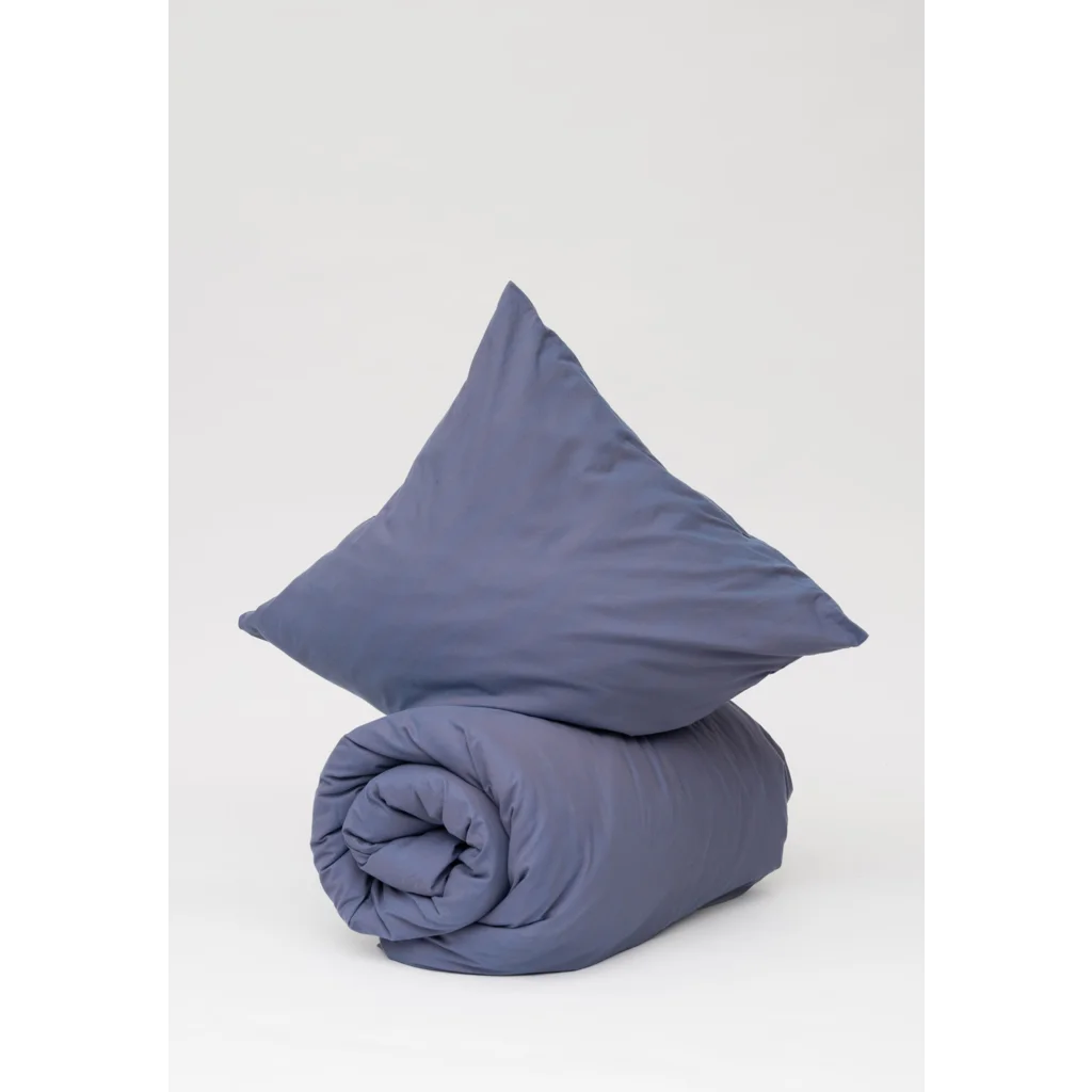 Bio Flanell Bettwäsche Streifen Garnitur in Blau+Mokka Blau+Braun Muster Streifen von MELA home Größe 155x220 + 80x80 cm