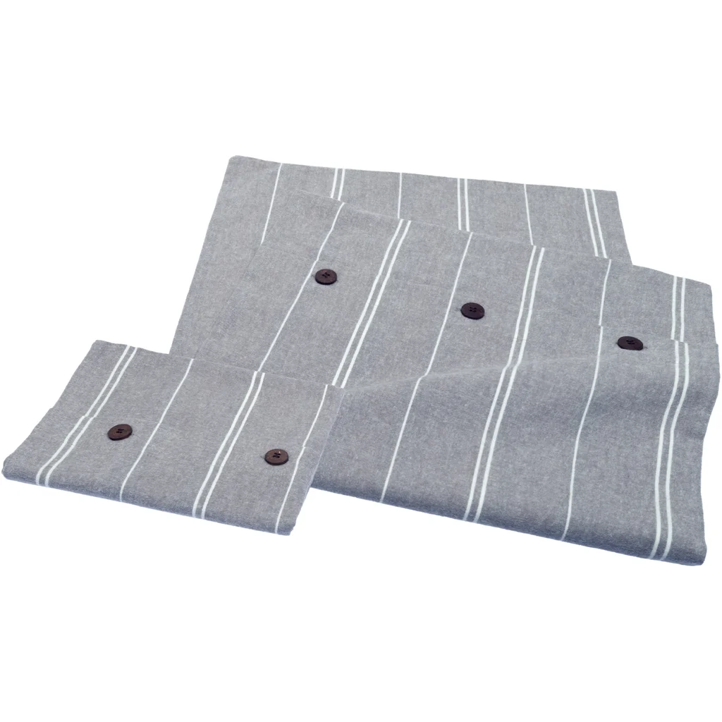 Bio Flanell Bettwäsche Streifen Garnitur in Grau+Weiß Muster Streifen von Living Crafts Größe 135x200 + 80x80 cm