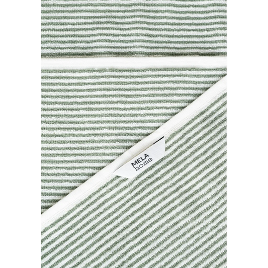 Bio Frottier Gästetuch Streifen 2er-Pack in Waldgrün+Weiß Grün+Weiß Muster Streifen von MELA home Größe 30x50 cm