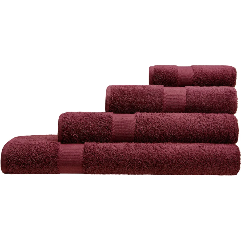 Bio Frottier Handtuch in Bordeaux Rot von Cotonea Größe 50x100 cm