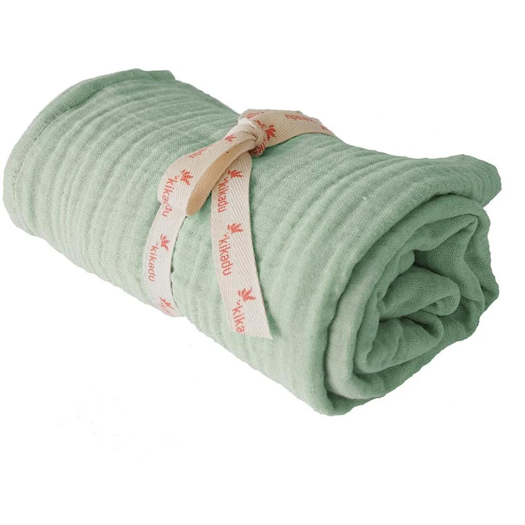 Bio Musselin Baby-Tuch in Olive Grün von kikadu Größe 110x110 cm