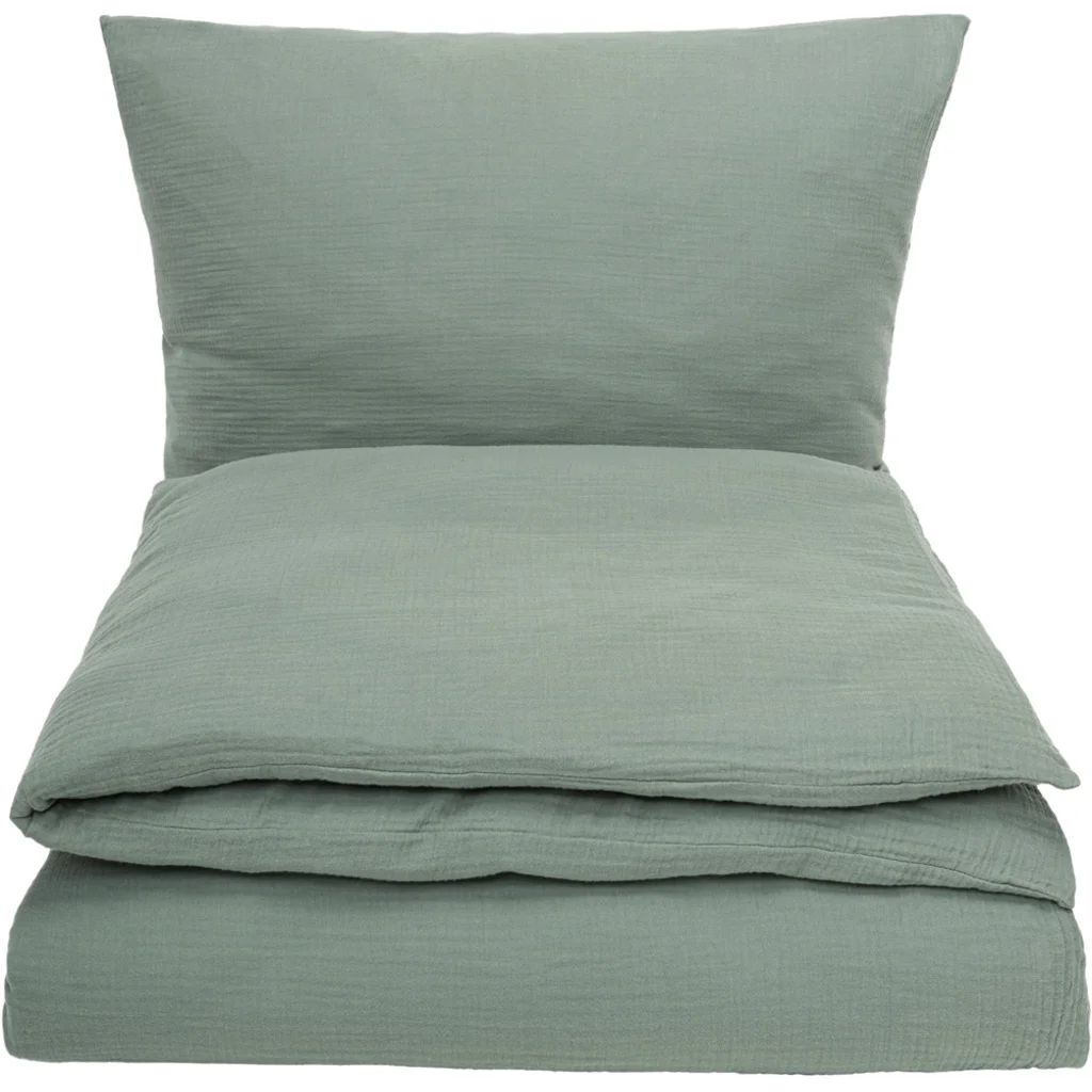 Bio Musselin Bettwäsche Garnitur in Mint Grün von Living Crafts Größe 135x200 + 80x80 cm