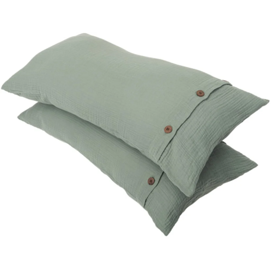 Bio Musselin Bettwäsche Kissenbezug 2er-Pack in Mint Grün von Living Crafts Größe 40x80 cm