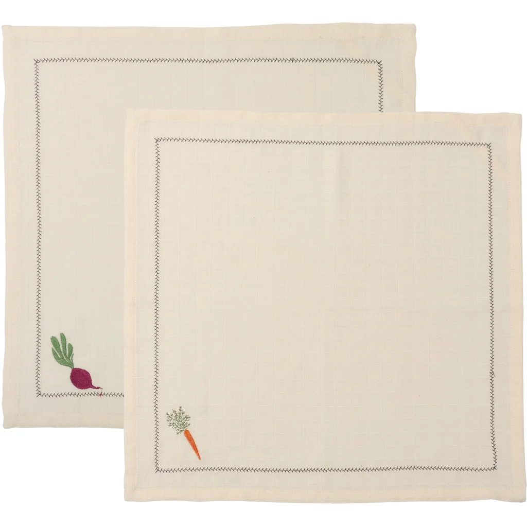 Bio Musselin Geschirrtuch 2er-Pack in Creme von Living Crafts Größe 45x45 cm