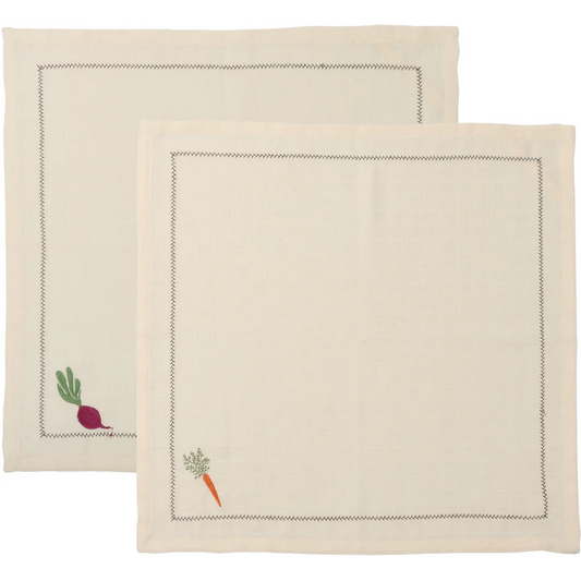 Bio Musselin Stoffserviette 2er-Pack in Creme von Living Crafts Größe 45x45 cm