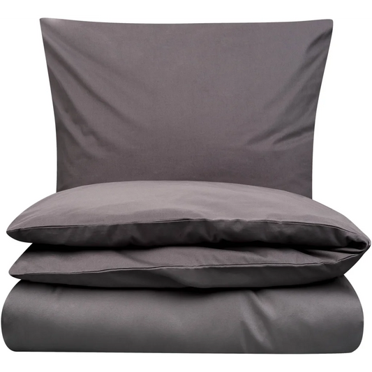 Bio Perkal Bettwäsche Garnitur in Basalt Braun von MELA home Größe 155x220 + 80x80 cm