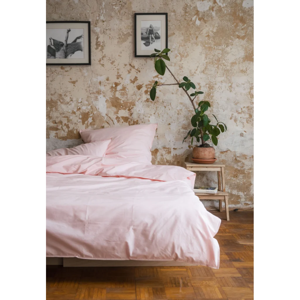 Bio Perkal Bettwäsche Garnitur in Rosa von MELA home Größe 135x200 + 80x80 cm