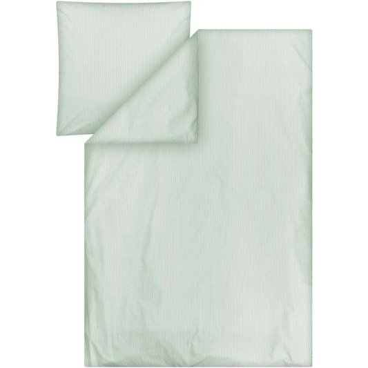 Bio Perkal Bettwäsche Streifen Garnitur in Salbei+Weiß Grün+Weiß Muster Streifen von MELA home Größe 135x200 + 80x80 cm