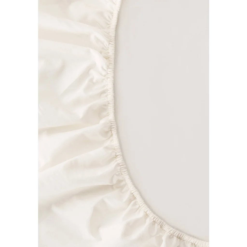 Bio Perkal Spannbettlaken für Boxspringbetten in Standardgröße - Einzelbett in Creme von MELA home Größe 90x200 cm